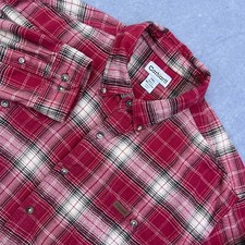 Carhartt Flannel Men's 2XLT Red Midweight Plaid Button Up Long Sleeve Work Shirt