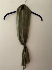 Vintage Scarf Leopard Print Beautiful Green Rectangle . Soft & Light.