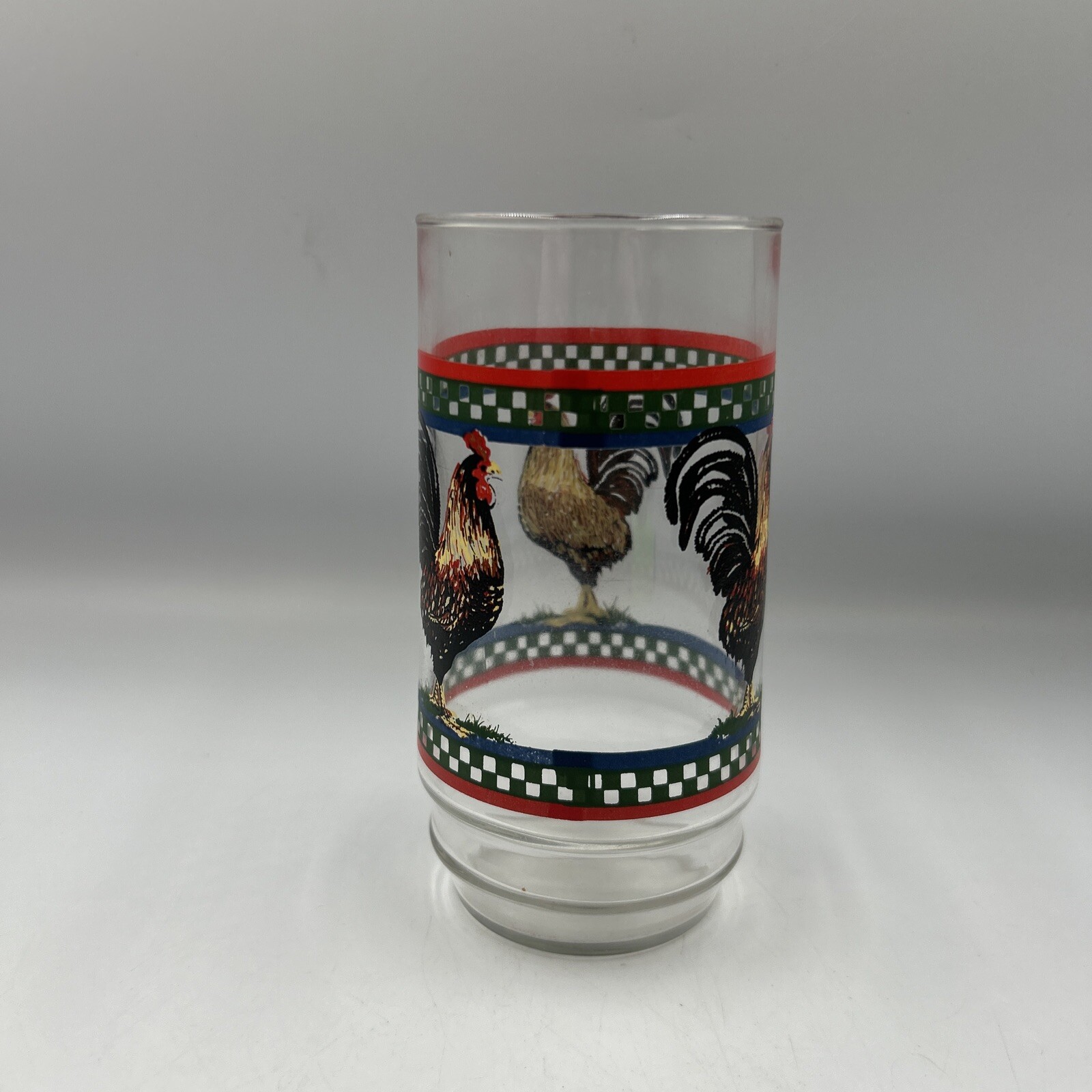 International Tableworks Clear Glass Tumbler Ella's Rooster Pattern
