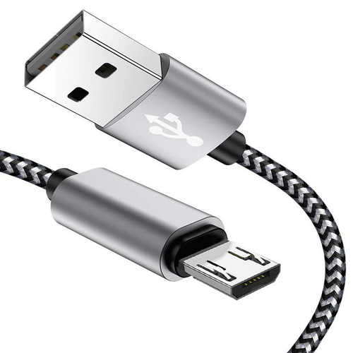 New 1m Nylon Micro USB Fast Quick Charge 3.0 Silver 100cm Cable Lead Data 904 - Picture 1 of 4