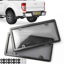 2x Unbreakable License Plate Coversframes Auto Tag Shield Protector Front Rear