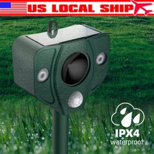 Solar 110° Ultrasonic Animal Repeller w/ Motion Sensor Garden Outdoor Repellent