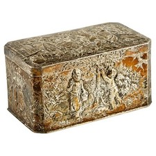 Antique German Hinged Repousse Box 800 Silver Decorated w/ Autumn Scenes 232g