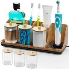 Bathroom Counter Organizer, Bathrooms Toothbrush Holder Set with 3 PCS Qtip H...
