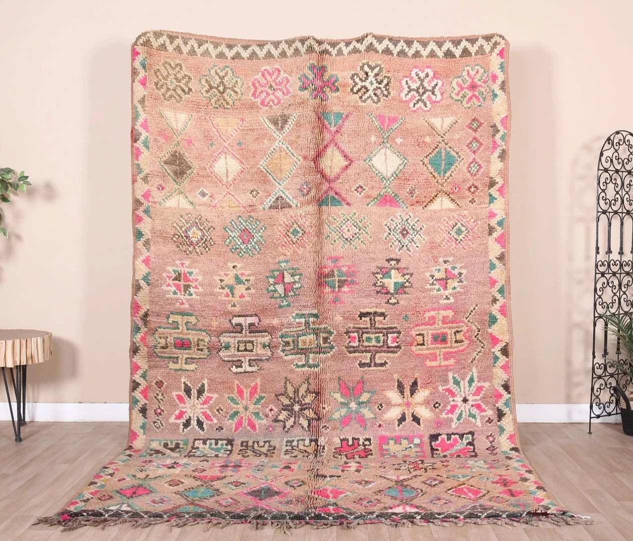 New Vintage Moroccan Rug, Multicolor Area Rug For Living Room Carpet.