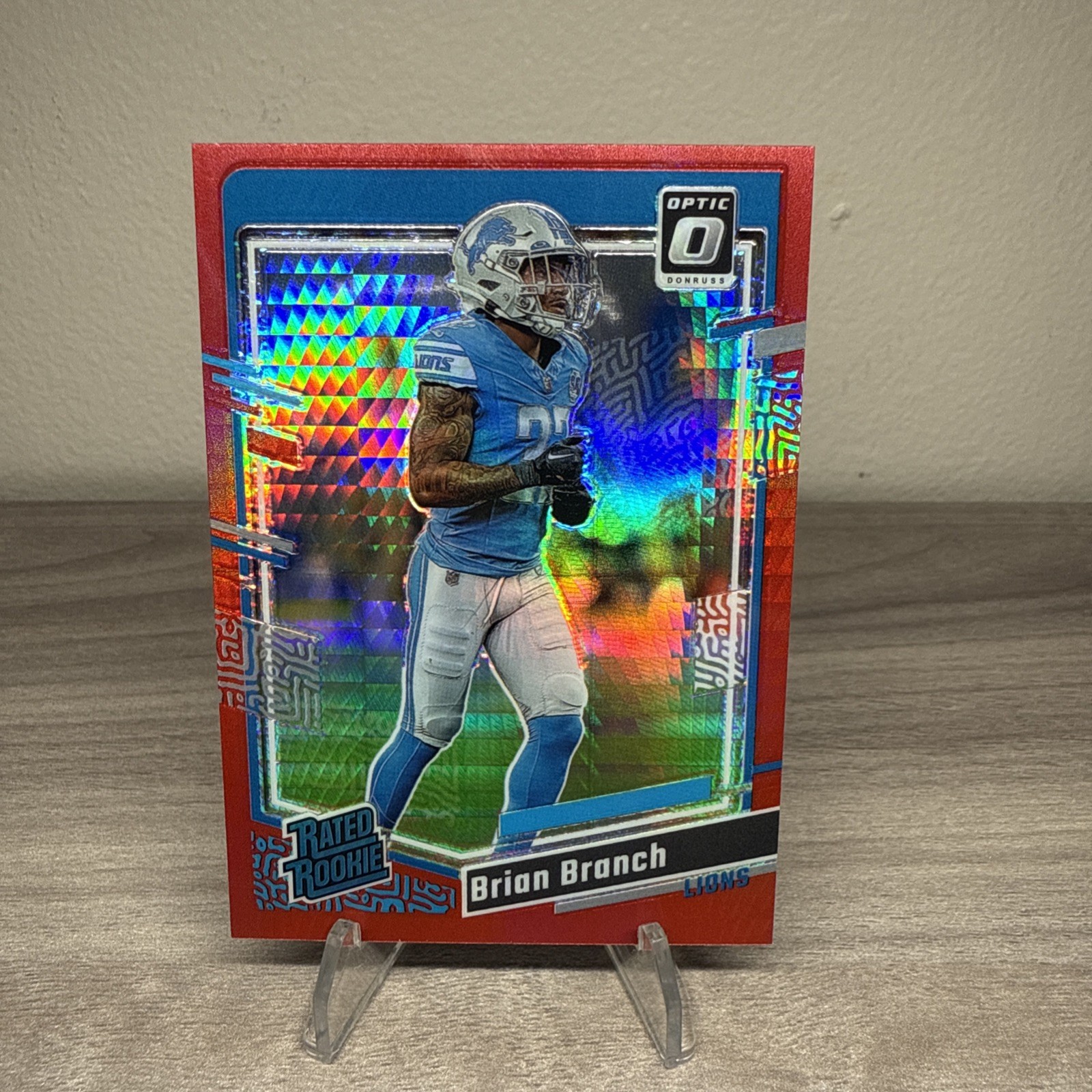 2023 Panini Donruss Optic Red Hyper Prizm #233 Brian Branch (RC) Detroit Lions