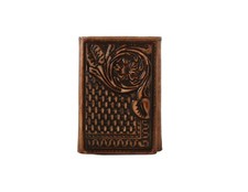 3D Western Wallet Mens Trifold Basketweave Floral Brown D250004602