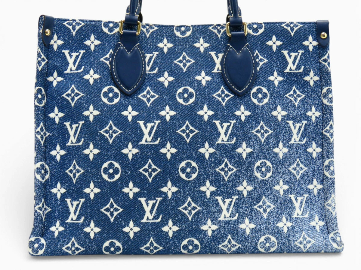 Louis Vuitton Onthego MM Tote Bag Denim Blue M59608 Monogram Purse