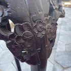 Vintage Hand Carved Wood Plant Stand With Marble Top Indonesian ? ASIS 3 Ft — photo 5