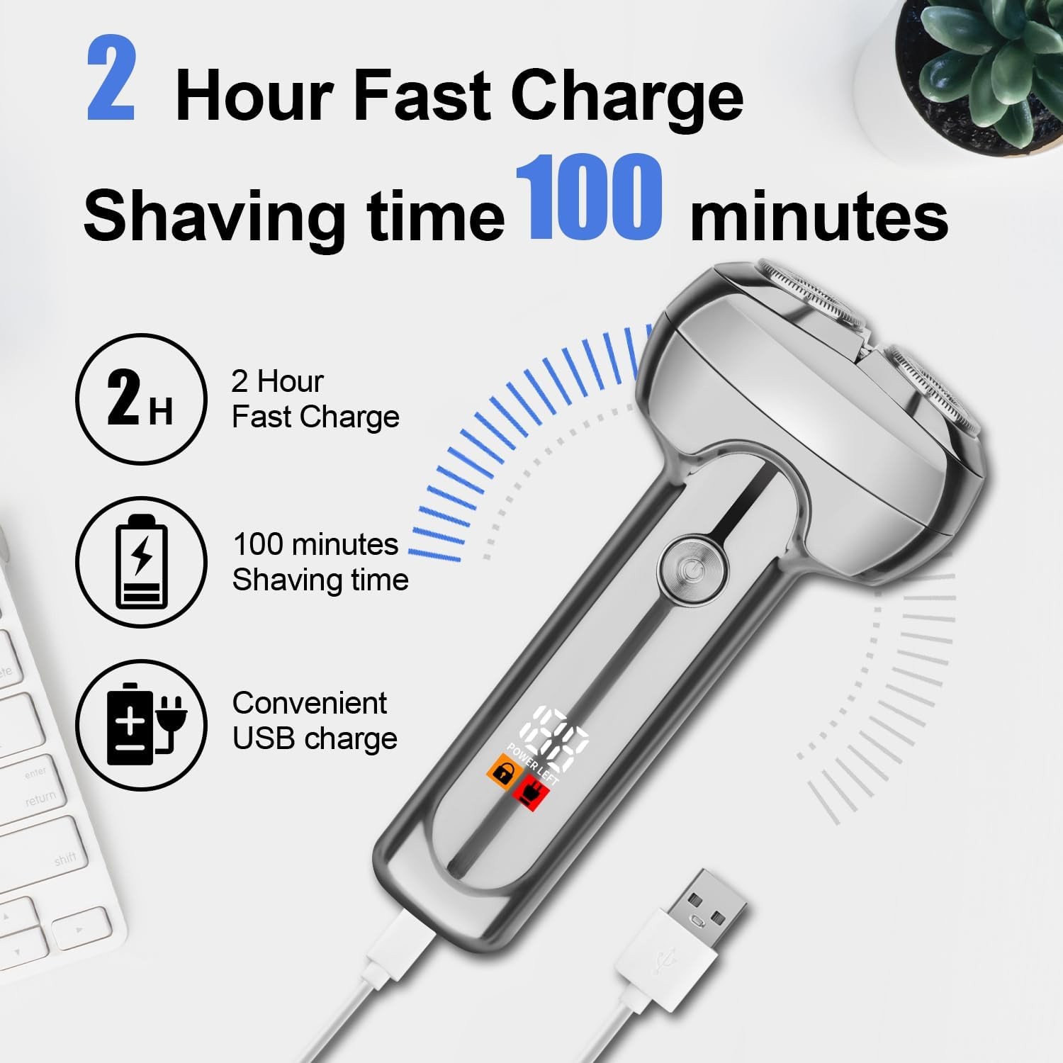 HIENA PRO Professional Magnetic Shaver for Men, Cordless Rechargeable Beard... 
