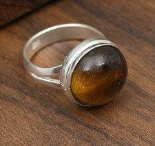 Tiger's Eye Gemstone Handmade 925 Sterling Silver Jewelry Adorable Ring