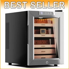 Stainless Steel Cigar Humidor with LED Lighting  Secure  Spacious Design G2U