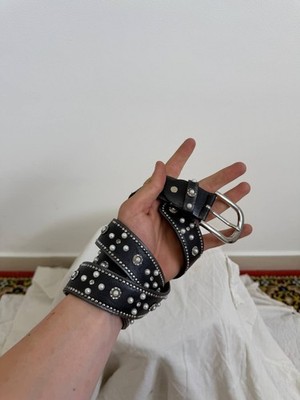 VTG Streetwear Japanese Hystreric Style Biker Metal Real Leather Belt 90s y2K