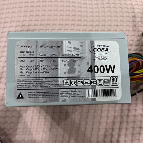 400 Watt ATX PC Netzteil System Coba ADK-B400 80+
