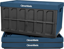 Collapsible Storage Bins with Lids 62L, 3 Pack Heavy Duty Foldable Plastic S