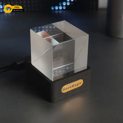 Geekmagic GESCHENKV Kristallwürfel Foto Display holografischer Desktop Smart Wetter Sta