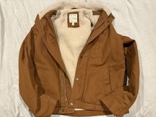 Fat Face Brown Sherpa Lined Button Zipper Jacket Pockets Men's Mid-Length M