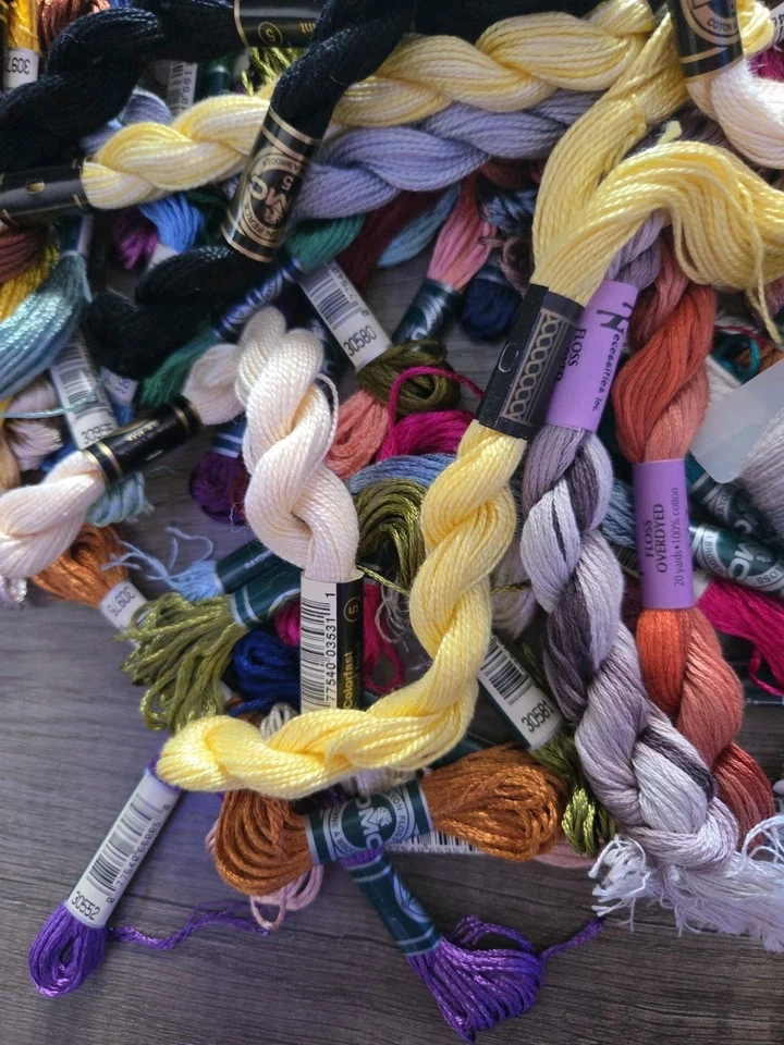 Big Bag Misc. Floss 100 Skeins. Includes DMC Rayon Thread Gatherer Caron Others - Image 4 of 4