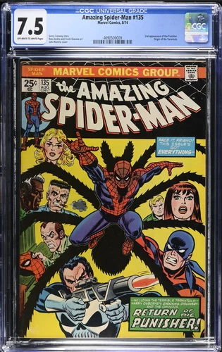 Amazing Spider-Man # 135 CGC 7.5 OW-W 2nd full appearance Punisher Marvel 1974