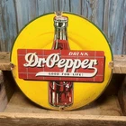 Vintage Dr Pepper Porcelain Metal Enamel Soda Pop Bottle Advertising Sign