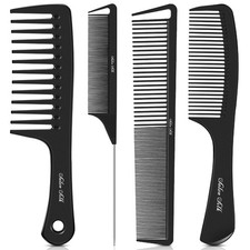 SALONSILK 4PCS Professional Comb Set, Wide Tooth Rat Tail Fine Tooth Hair Combs,