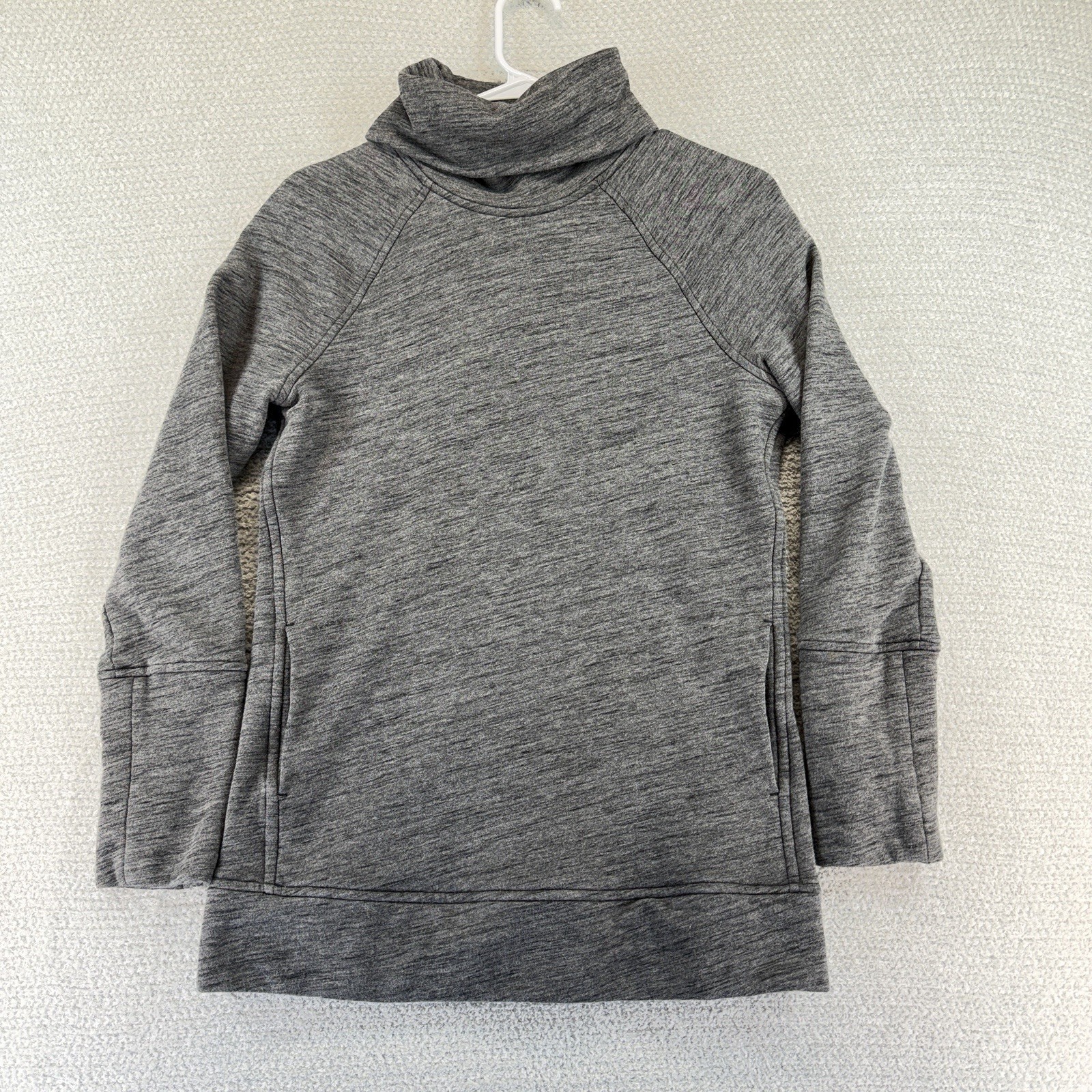 Lululemon To You Tunic Sweatshirt Womens Size 4 XS Gray Pocket Funnel Neck