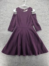 Eliza J Dress Womens 2 Purple Fit & Flare Cold Shoulder Knee Length Party