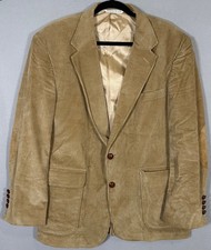 Vtg Lands End Blazer Sportscoat Mens 42R Corduroy Elbow Patches Made In USA