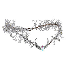 Silver Flower Moon Crown - Handmade Forest Fairy Headpiece Woodland Headband Flo