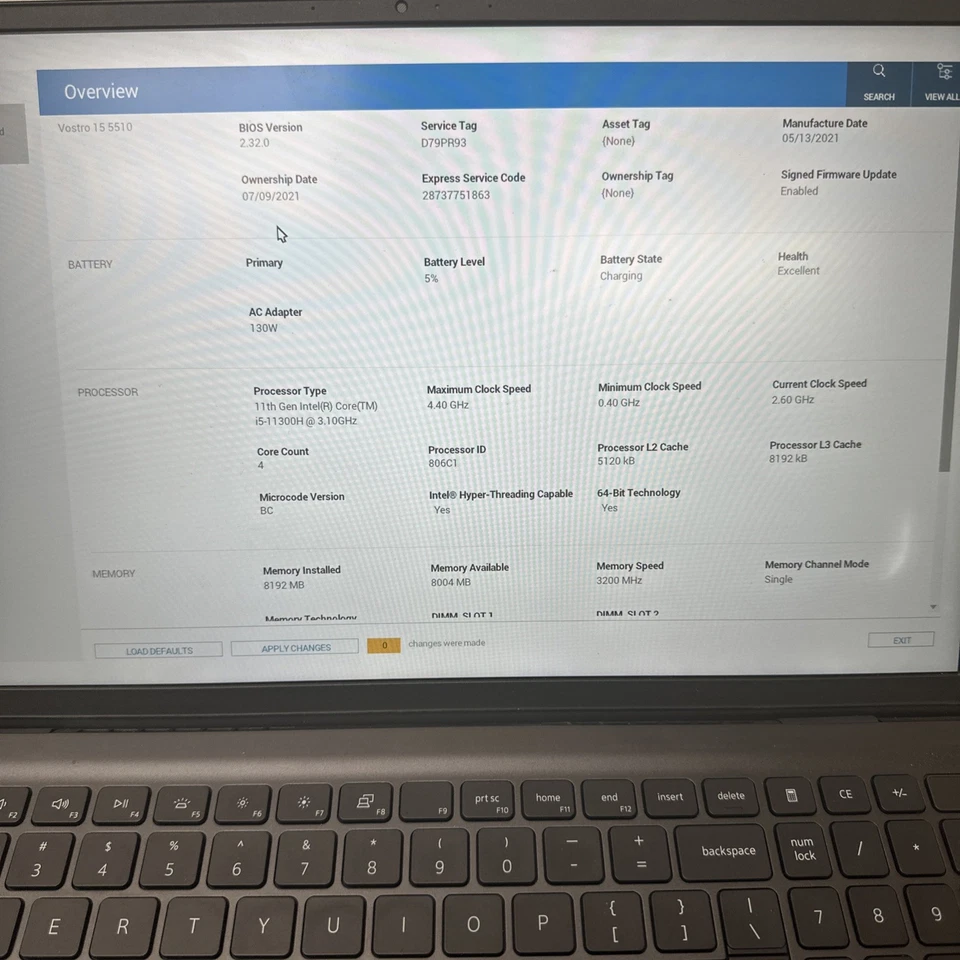Dell Vostro 15 5510 15.6" i5-11300H 8GB RAM Sin OS/SSD *punto blanco* *cuerpo* Foto 2 de 4