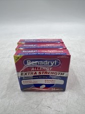 3 Pack Benadryl Allergy Extra Strength Antihistamine Tablets 24 ct Exp 11/2026