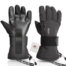 Snowboarding Gloves with Wrist Guards, Ski Gloves Touchscreen, Black, S