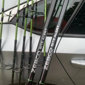 (Lot of 2) Zebco Bite Alert Spinning Fishing Rod 2pc 7' Medium Heavy 17-50lb.