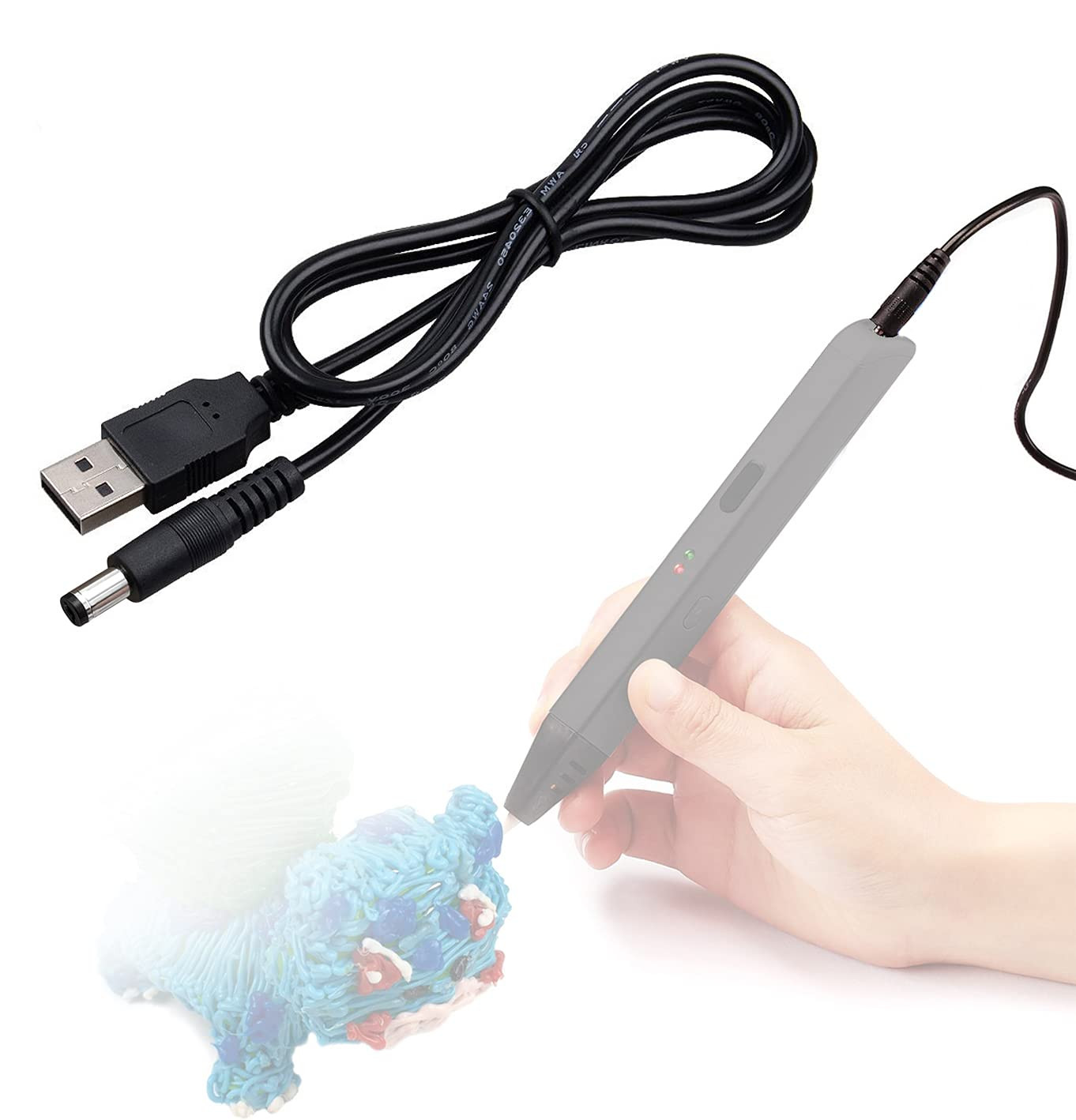 Replacement USB Power Charger Cable Cord Compatible for MYNT3D Super 3D Pen/3D P