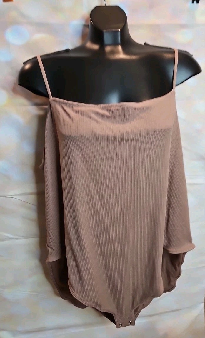 Old Navy Women's Plus Size 4X Brown Ribbed Tank Style Bodysuit Snap Closure