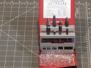 UNUSED Snap On 8Pc Solid Carbide Burr Set 1/4" Shank VWB800D Die Grinder