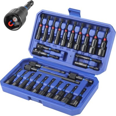 80-Piece  Magnetic Impact Nut Driver Set Metric & SAE with Socket Adapter