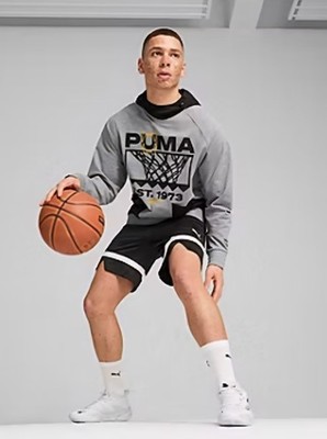Mens Puma Winning Shot Oversized Graphic Hoodie Heather Gray Size Large MSRP $60