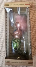 Vintage De Carlini Italian Glass Pink Hair Mermaid Christmas Ornament In Box