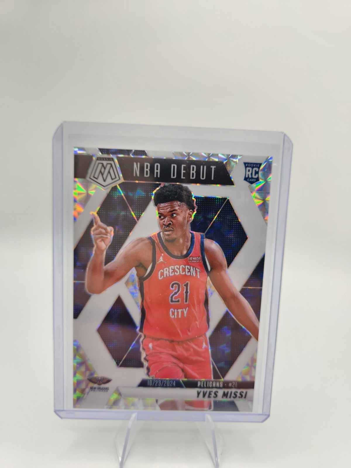 Yves Missi 2024-25 Panini Mosaic NBA Debut RC White Mosaic Prizm 29/35 Pelicans