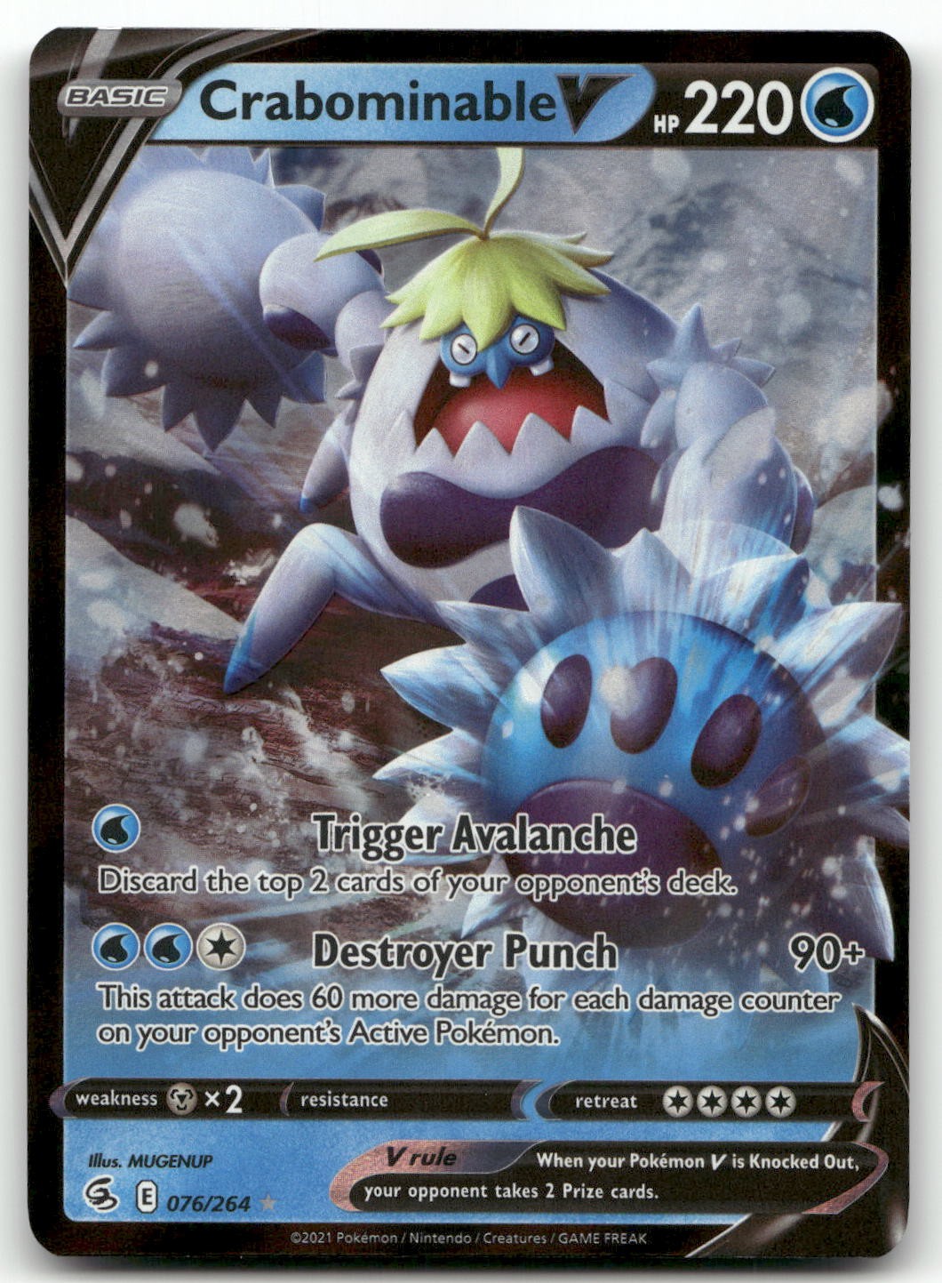 Crabominable V #76/264 (Holo) (NM) SWSH08: Fusion Strike SWSH08 Pokemon