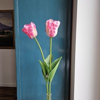 Artplants Kunst Tulpe Pjassina, Dunkelrosa-Creme, 65Cm