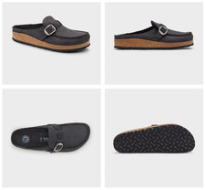 Hot Sale   Women's Birkenstock Buckley Oiled Leather Clogs - Black Width M 39