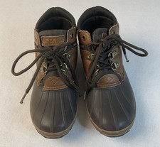 Sperry Kids Rain Boots Size 2 Duck Boots Brown Leather Boy Girl Lace Up Hiking