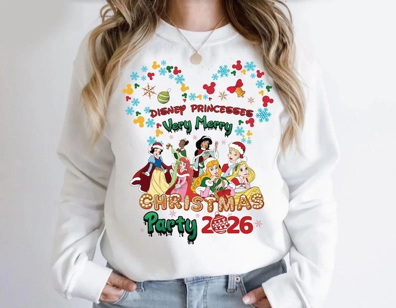 Cartoon Princesses Very Merry Christmas Party 2026 Sweatshirt