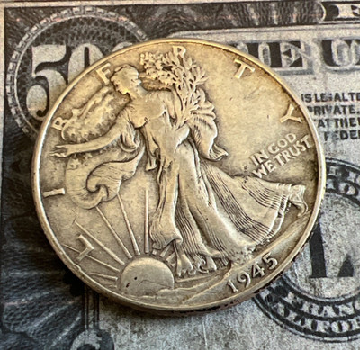 1945 P Walking Liberty Silver Half Dollar - Nice Find - Combined Shipping