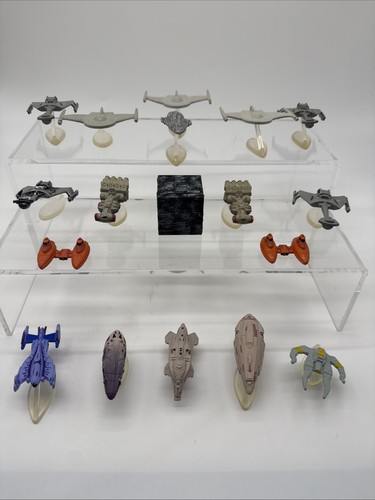 Vintage Star Trek Micro Machines Galoob Ship Lot 18 Borg Cube Klingon w Stands