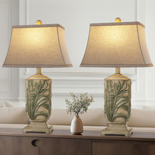 Rustic 25" Vintage Table Lamps Set of 2 with 3 Color Temperatures  Bulbs