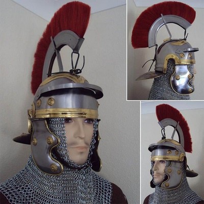 Römischer Zenturio Helm mit Feder für Reenactment LARP & Dekor - GROSSER VERKAUF NUR 1
