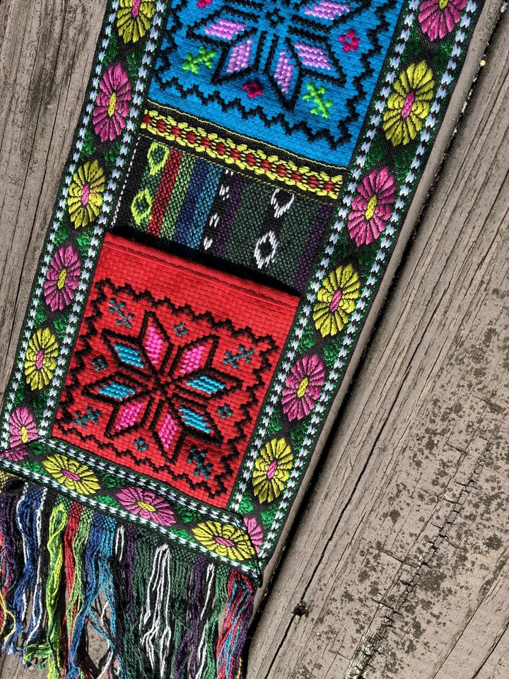 Tapeçaria de parede bordada étnica bolsos restaurante decoração para casa retrô - Imagem 3 de 4